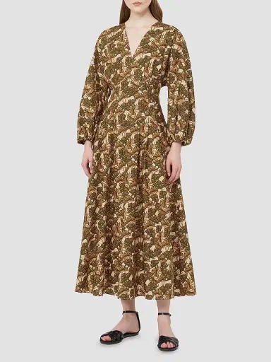 Max Mara Women's Printed Cotton Poplin Dress - Natural - Size 16 | Thumbnail 3 Max Mara Women's Printed Cotton Poplin Dress - Natural - Size 16 | Thumbnail 3