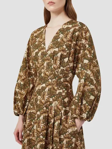 Max Mara Women's Printed Cotton Poplin Dress - Natural - Size 16 | Thumbnail 5 Max Mara Women's Printed Cotton Poplin Dress - Natural - Size 16 | Thumbnail 5