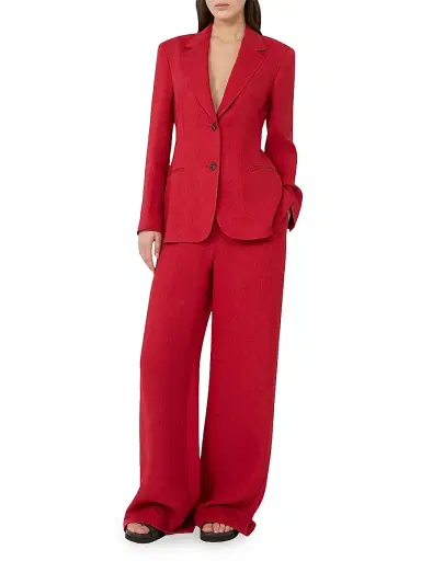 Max Mara Women's Linen Twill Trousers - Red - Size 10 | Thumbnail 2