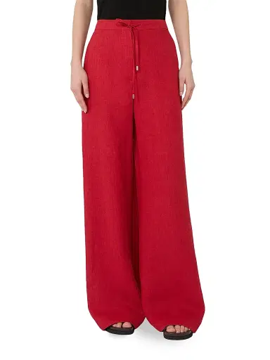 Max Mara Women's Linen Twill Trousers - Red - Size 10 | Thumbnail 3