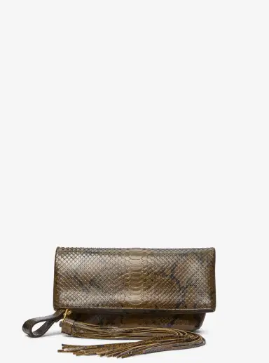 Michael Kors Collection Lily Snake Embossed Leather Foldover Clutch in Green - One Size by Michael Kors Collection | Thumbnail 6 Michael Kors Collection Lily Snake Embossed Leather Foldover Clutch in Green - One Size by Michael Kors Collection | Thumbnail 6