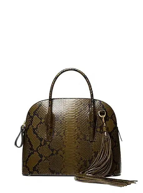Michael Kors Collection Kaitlin Large Snake Embossed Leather Satchel