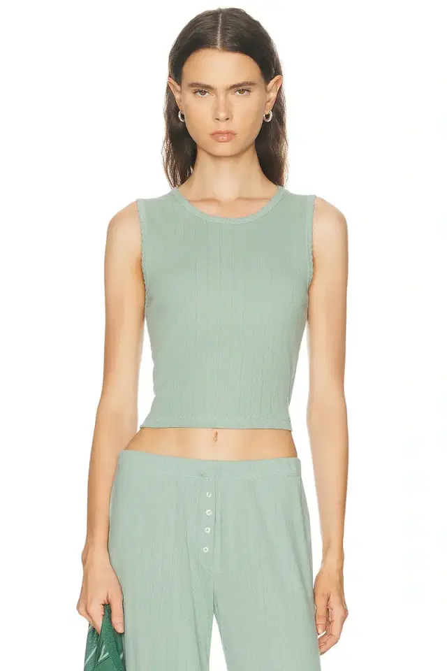 Pointelle Sleeveless Crewneck Top