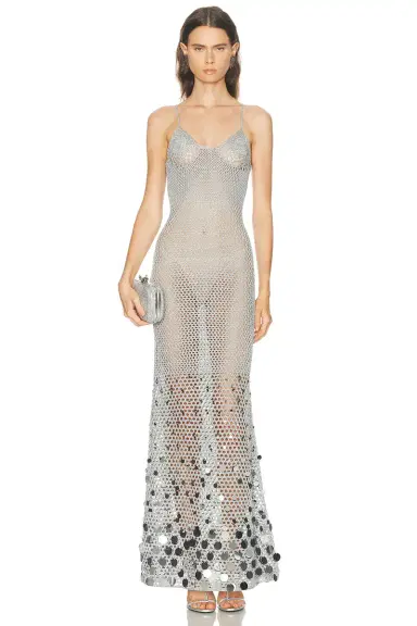 Casablanca Crochet Mirror Long Dress | Thumbnail 1