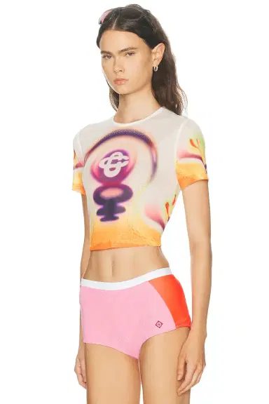 Casablanca Printed Mesh Baby Tee | Thumbnail 2 Casablanca Printed Mesh Baby Tee | Thumbnail 2