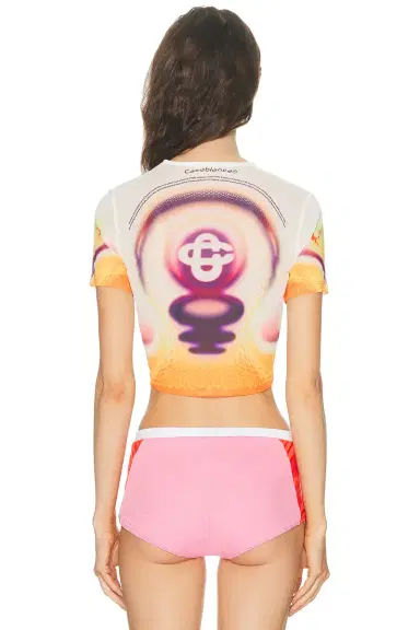 Casablanca Printed Mesh Baby Tee | Thumbnail 3 Casablanca Printed Mesh Baby Tee | Thumbnail 3