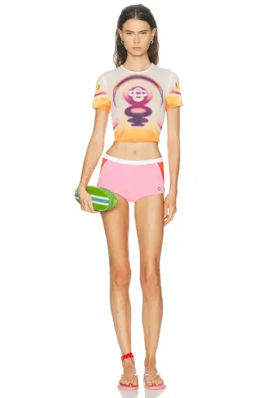 Casablanca Printed Mesh Baby Tee | Thumbnail 4 Casablanca Printed Mesh Baby Tee | Thumbnail 4