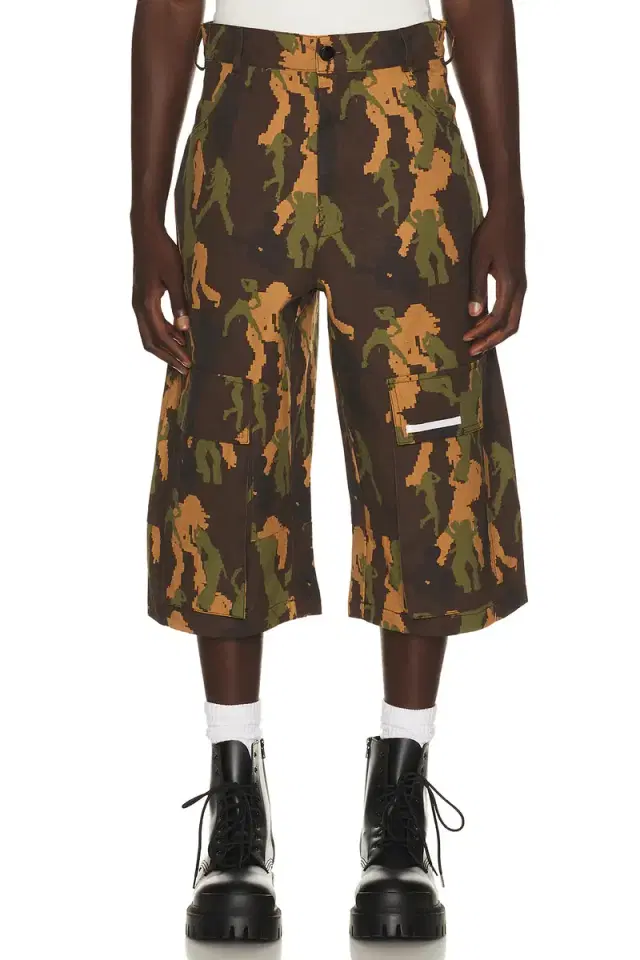 Spencer Badu Camo Slashed Shorts