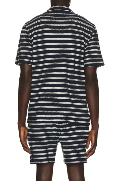 Polo Ralph Lauren Short Sleeve Cotton Bar Stripe Textured Andy Camp Shirt | Thumbnail 2