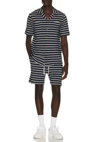 Polo Ralph Lauren Short Sleeve Cotton Bar Stripe Textured Andy Camp Shirt | Thumbnail 3