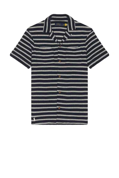Polo Ralph Lauren Short Sleeve Cotton Bar Stripe Textured Andy Camp Shirt | Thumbnail 4