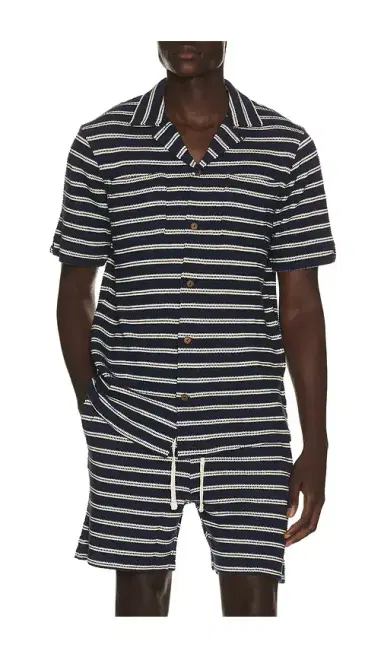 Polo Ralph Lauren Short Sleeve Cotton Bar Stripe Textured Andy Camp Shirt | Thumbnail 6