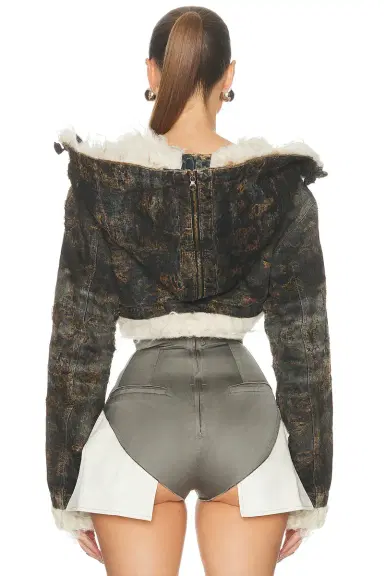 Diesel Cropped Faux Fur Zip Up Jacket | Thumbnail 3 Diesel Cropped Faux Fur Zip Up Jacket | Thumbnail 3