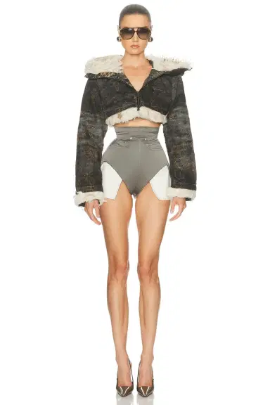 Diesel Cropped Faux Fur Zip Up Jacket | Thumbnail 4 Diesel Cropped Faux Fur Zip Up Jacket | Thumbnail 4