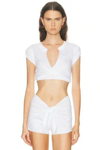Skims Cotton Jersey Coverups Plunge Twist Top | Thumbnail 1