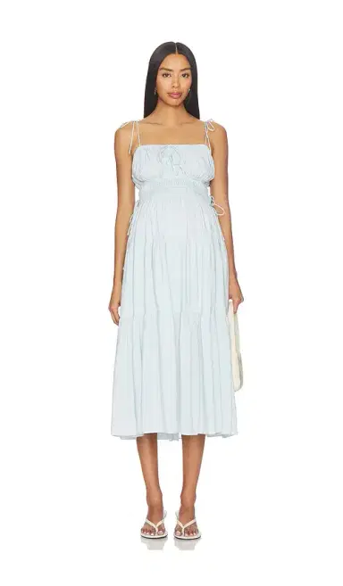 BUMPSUIT Shirred Midi Poplin Dress | Thumbnail 2