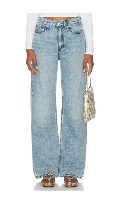 rag & bone Featherweight Logan Embellished Wide Jeans | Thumbnail 1 rag & bone Featherweight Logan Embellished Wide Jeans | Thumbnail 1