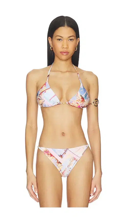 Kristin Postcard Print Bikini Tri Slider Bra