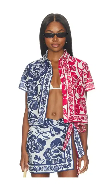 Farm Rio Cashew And Birds Shirt | Thumbnail 2 Farm Rio Cashew And Birds Shirt | Thumbnail 2