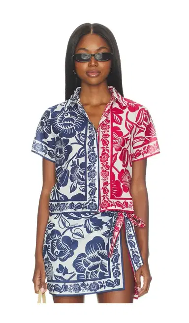 Farm Rio Cashew And Birds Shirt | Thumbnail 1 Farm Rio Cashew And Birds Shirt | Thumbnail 1