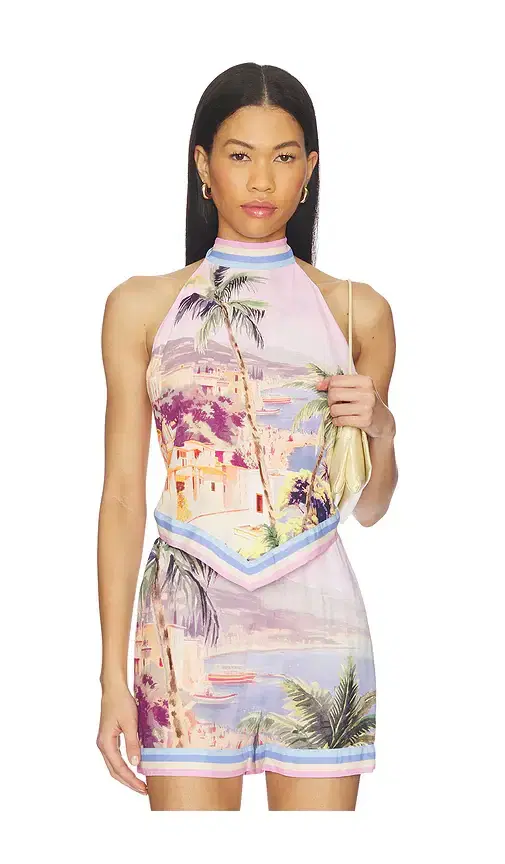 L'AGENCE Kochi Postcard Print High Neck Top