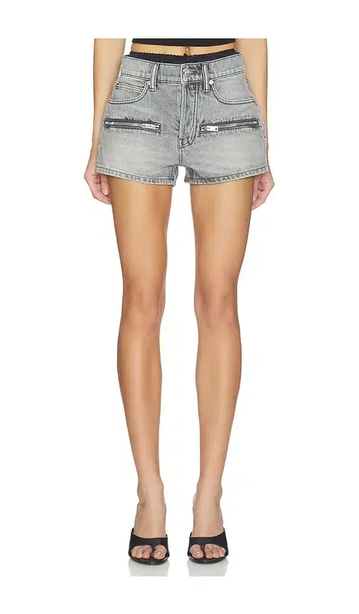 Silk Prestyle Mid Rise Short With Horizontal Zips
