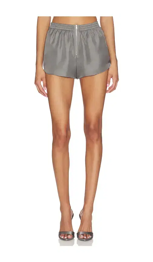 High Rise Mini Track Short With Zip Front Detail