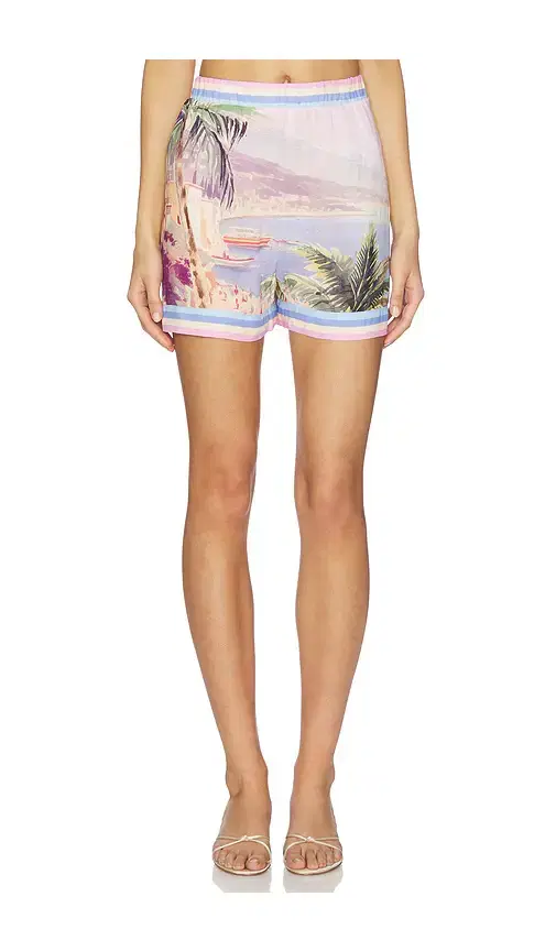 L'AGENCE Enyo Postcard Print Shorts