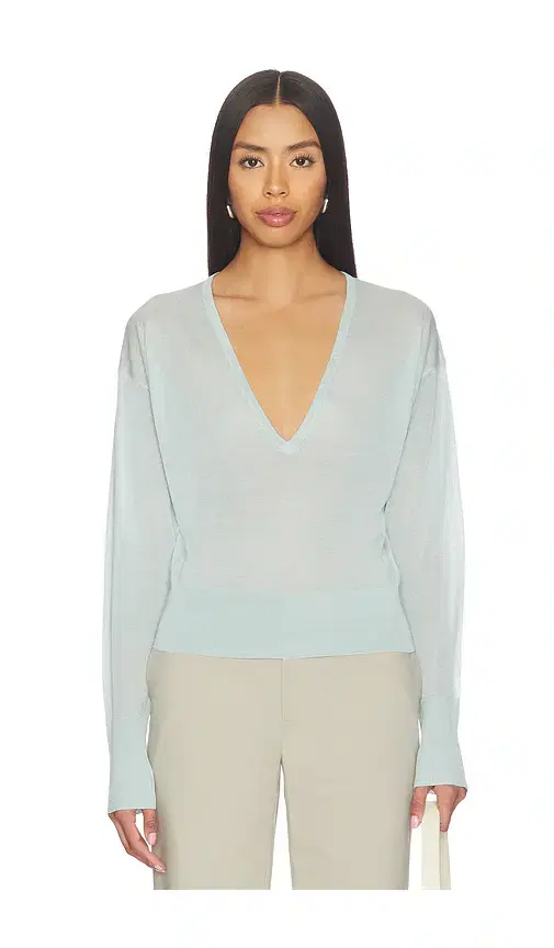 Sheer Knit V-neck Sweater