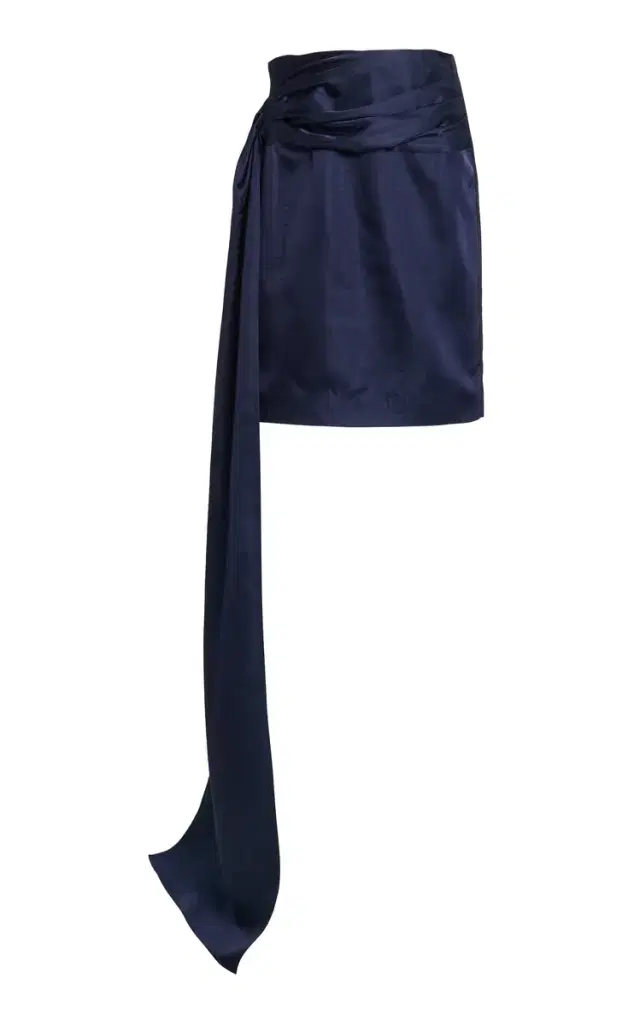 Tove Jullee Sash-Detailed Shantung Midi Skirt
