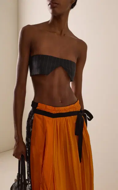 Prada Strapless Pinstriped Wool Cropped Top | Thumbnail 2 Prada Strapless Pinstriped Wool Cropped Top | Thumbnail 2