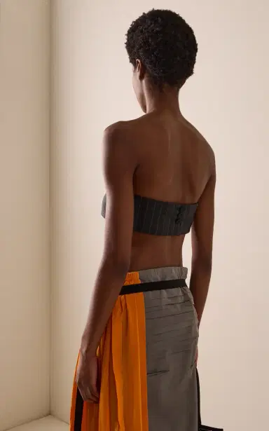 Prada Strapless Pinstriped Wool Cropped Top | Thumbnail 4 Prada Strapless Pinstriped Wool Cropped Top | Thumbnail 4