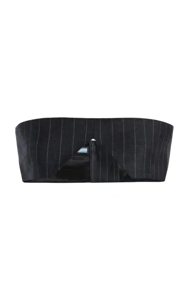 Prada Strapless Pinstriped Wool Cropped Top | Thumbnail 1 Prada Strapless Pinstriped Wool Cropped Top | Thumbnail 1