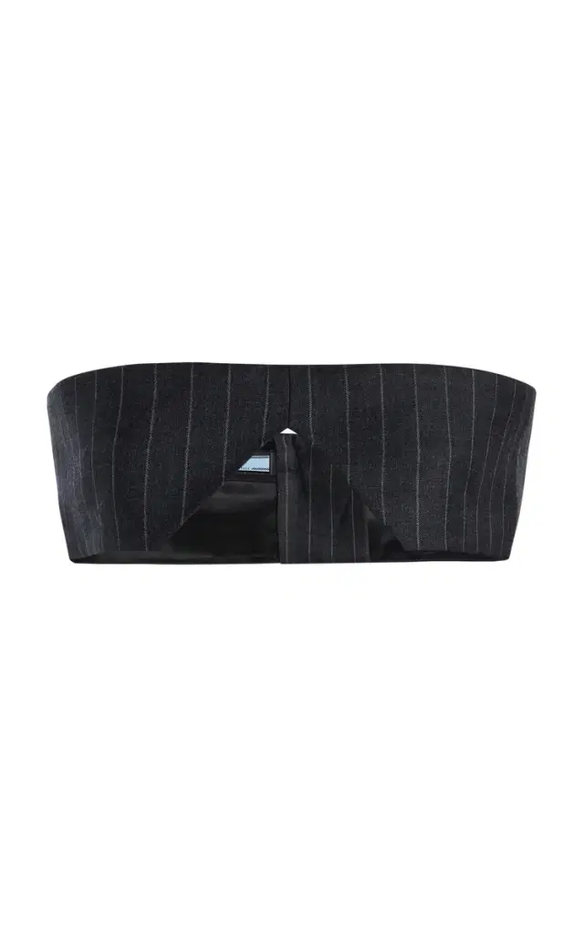 Prada Strapless Pinstriped Wool Cropped Top