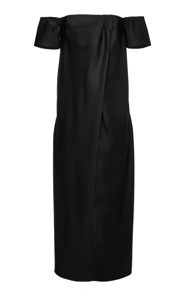 Gathered Wool-Silk Midi Dress