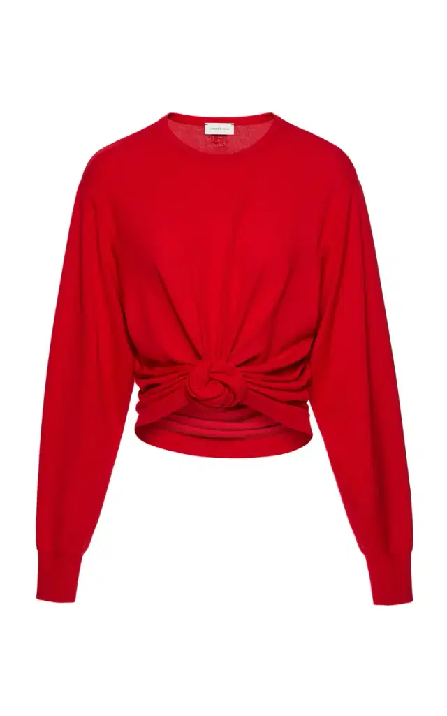 Wool Front Tie Sweater
