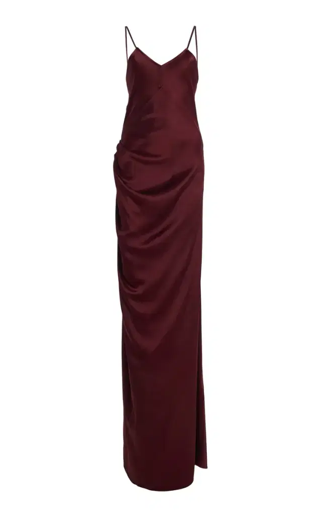 Victoria Beckham Draped Satin Maxi Cami Dress