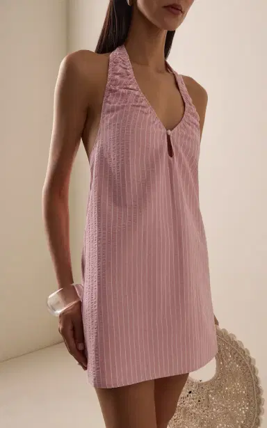 ELCE Sidney Cotton-Blend Mini Halter Dress | Thumbnail 2