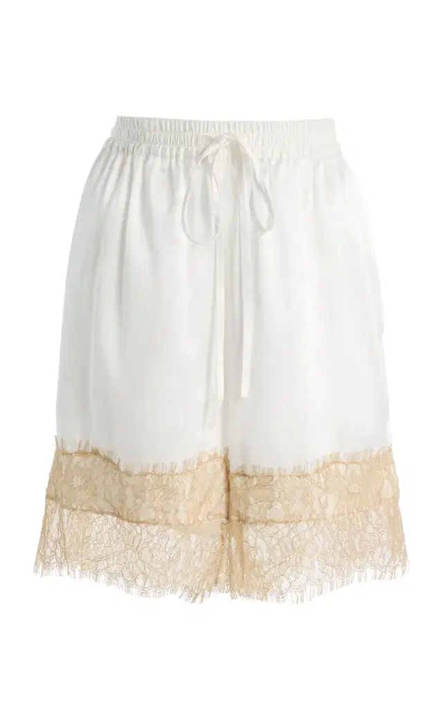Third Form Exclusive Whisper Lace-Trimmed Silk-Blend Shorts
