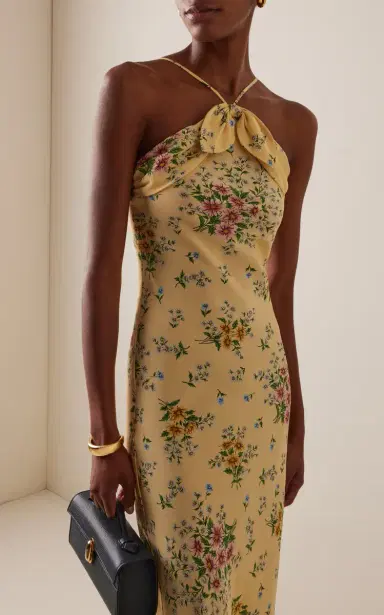 Rodarte Daisy Silk-Crepe Midi Halter Slip Dress | Thumbnail 2