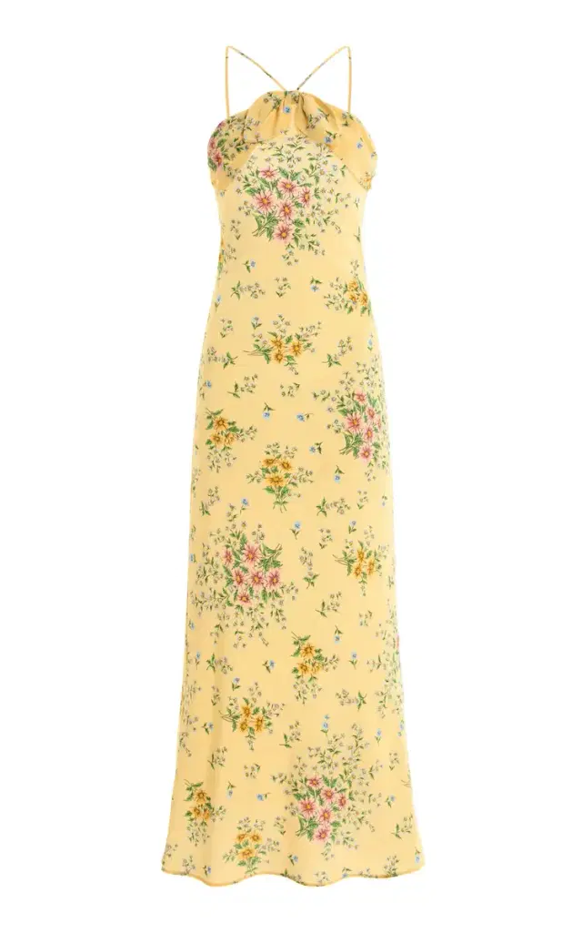 Rodarte Daisy Silk-Crepe Midi Halter Slip Dress