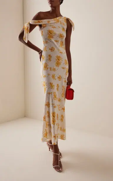 Rodarte Moiré Daisy Silk-Crepe Midi Dress | Thumbnail 2