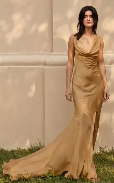 DEME Exclusive The Colleen Cowl-Neck Chiffon Gown | Thumbnail 5