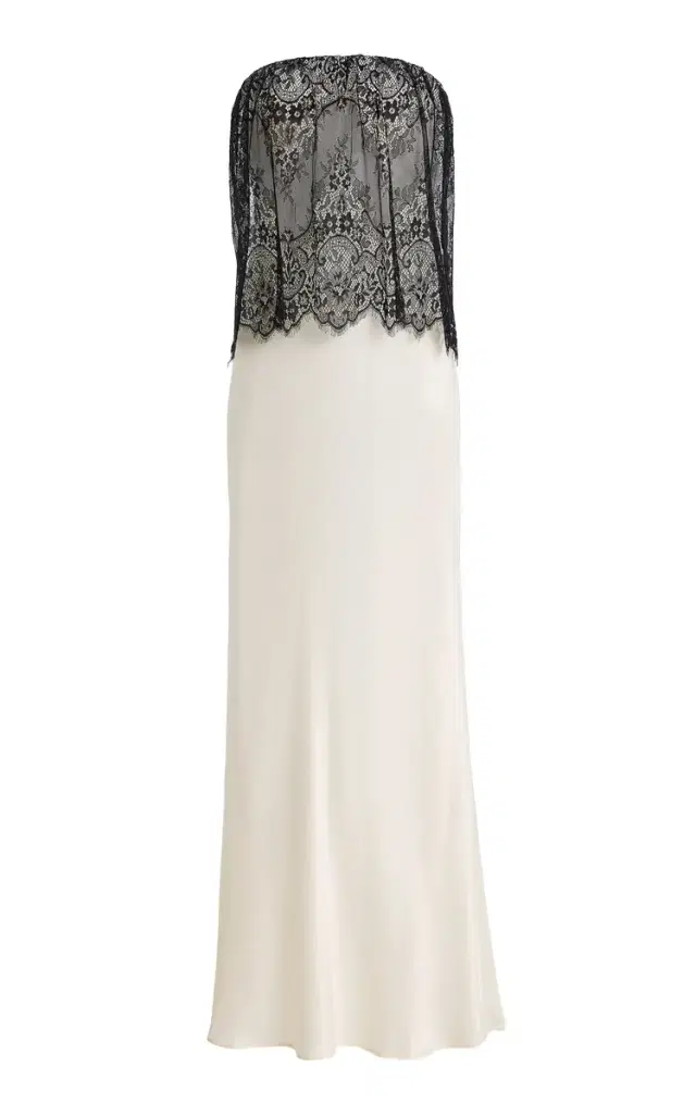 Third Form Exclusive Visions Strapless Lace Satin Maxi Dress