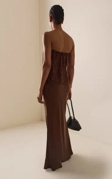 Third Form Visions Strapless Lace Satin Maxi Dress | Thumbnail 4