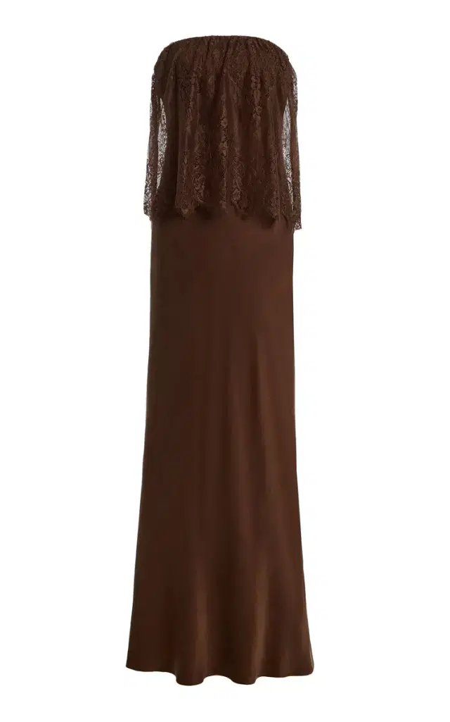 Third Form Visions Strapless Lace Satin Maxi Dress