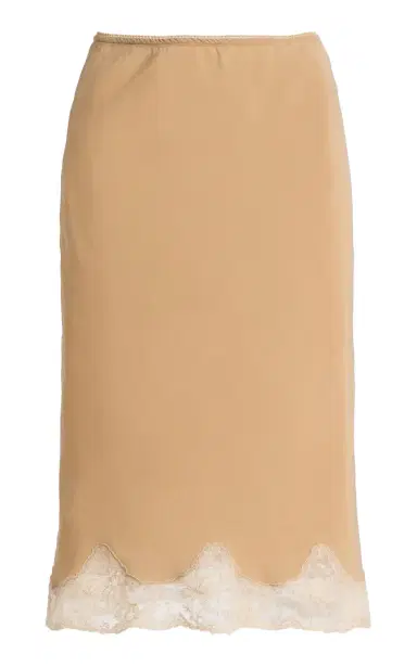 Saint Laurent Lace-Trimmed Silk Midi Slip Skirt | Thumbnail 3