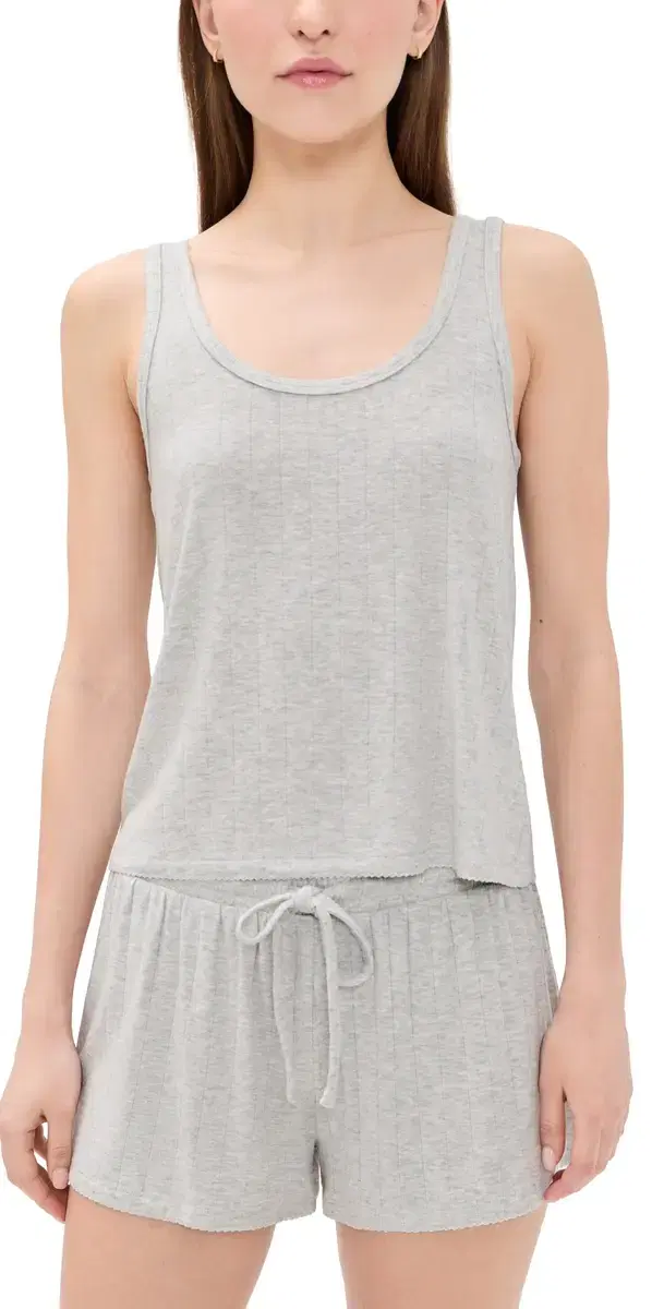 HONEYDEW Luxe Modal Tank hortie et Heather Grey