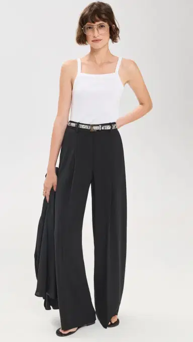 Theory Wide Pleat Trousers Black | Thumbnail 5 Theory Wide Pleat Trousers Black | Thumbnail 5