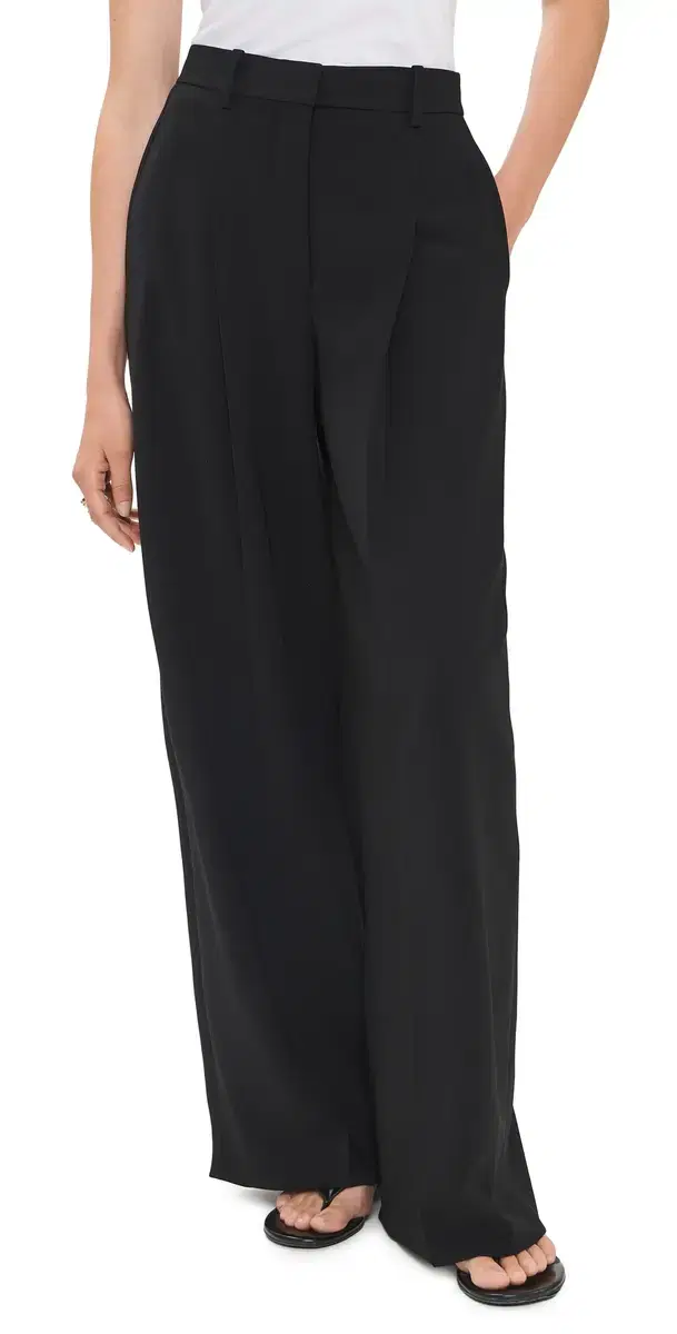 Wide Pleat Trousers Black